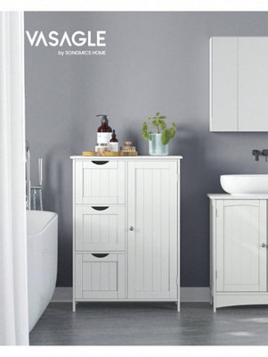 Songmics Vasagle Bathroom Floor Storage CabinetBathroom Storage Unit With 3 DrawersBathroom Cabinet FreestandingWith 1 Door from B&Q
