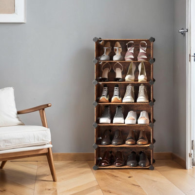 LEDREM 10-Tier Shoe RackModular Storage UnitPlastic Shelves With Door from B&Q