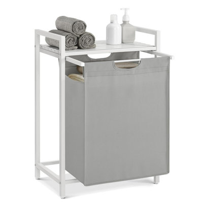 Vasagle Laundry BasketHamperPull-Out And Removable Liner BagShelfMetal Frame65 L50 X 33 X 72 CmDove Grey Matte from B&Q