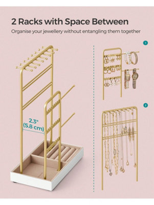LEDREM Jewellery StandJewellery OrganiserJewellery Display Stand With Metal Frame And Velvet TrayEarring Bracelet Holder from B&Q