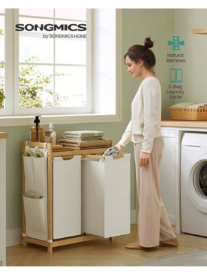 LEDREM Laundry Basket With 2 CompartmentsLaundry HamperHolds Up To 100 LLaundry SorterWith ShelfLaundry Bag from B&Q