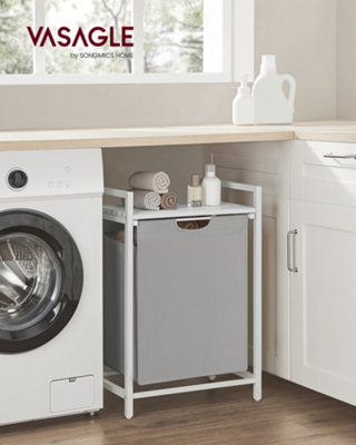 LEDREM Laundry BasketLaundry HamperPull-Out And Removable Laundry BagShelfMetal Frame65 L50 X 33 X 72 CmDove Grey from B&Q