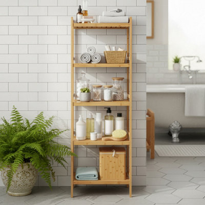 LEDREM 5-Tier Bamboo Storage Rack For BathroomKitchenBedroom31.5 X 45 X 142 Cm from B&Q