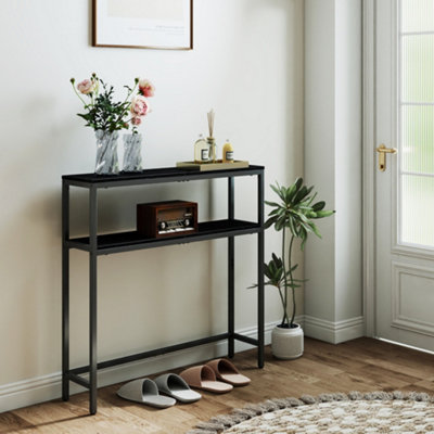 LEDREM Console Table For Hallway2-Tier Slim Sofa Table20 X 80 X 80 CmHallway Table With 2 ShelvesFor Living RoomBedroom from B&Q