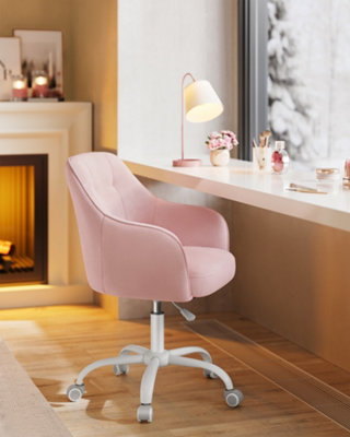 LEDREM Office ChairSwivel ChairDesk ChairMakeup Vanity ChairAdjustable HeightArmrests110 Kg LoadVelvetJelly Pink from B&Q