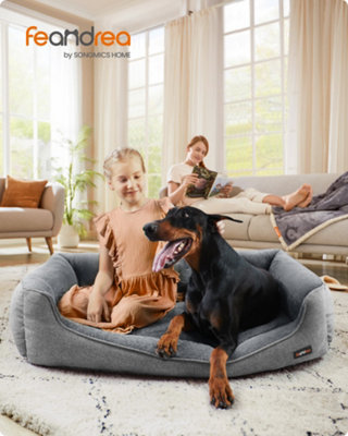 LEDREM Dog BedLinen-Look Pet BedDog Sofa Bed With Raised EdgesNon-Slip BottomRemovable Washable CoverXxl from B&Q