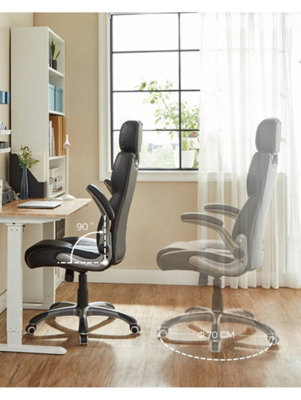 LEDREM Office ChairErgonomic Gaming ChairAdjustable HeadrestTilt FunctionFoldable ArmrestsSwivel Castors from B&Q
