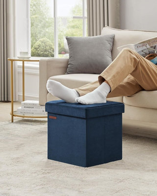 LEDREM Storage OttomanFoldable Small Ottoman Foot Rest38 X 38 Cm Foot Stool,midnight Blue from B&Q