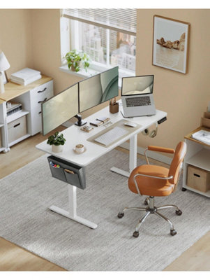 Songmics Vasagle Electric Standing DeskHeight Adjustable Desk60 X 140 X (72-120) Cm4 Memory HeightsStorage PocketCloud White from B&Q
