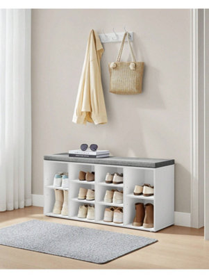 Songmics Vasagle Shoe Rackshoe Bench Shoe Shelf Storage Cabinet 10 Compartments With Cushion For Entryway Oak,white,rustic Brown Colour from B&Q