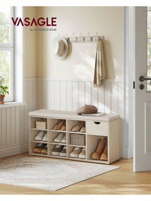 Songmics Vasagle Shoe Storage BenchHallway Bench With CushionDrawer And Open CompartmentsShoe Bench With Seat from B&Q
