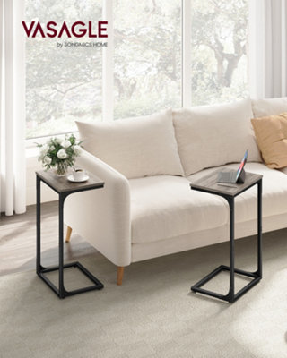 LEDREM C-Shaped Side TableSet Of 2Bedside TableSofa Side TableWith Metal FrameIndustrial from B&Q