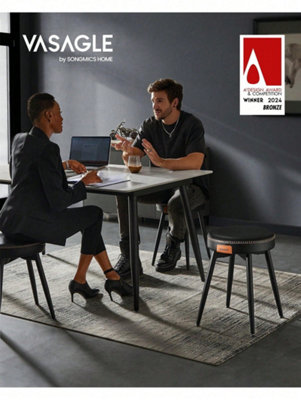 LEDREM CollectionDining Stools Set Of 2Upholstered Kitchen StoolsSynthetic Leather With Stitching48.2 Cm TallInk Black from B&Q