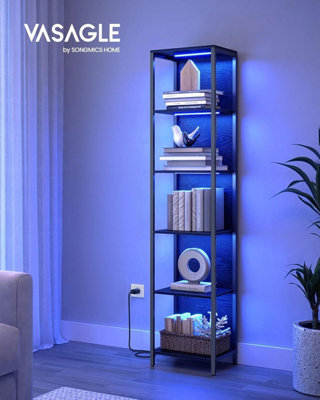 LEDREM 6-Tier Led BookcaseBookshelf With Dimmable LightsStorage Shelf With Steel FrameEbony Black Lls121B58 from B&Q