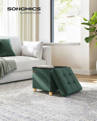 LEDREM Storage OttomanFoldable Small Ottoman Foot Rest38 X 38 Cm Foot StoolOttoman With StorageRetro Green from B&Q