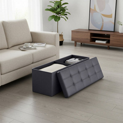 LEDREM Storage OttomanFoldable Small Ottoman Foot Rest38 X 110 X 38 CmCube Ottoman With StorageLoad Up To 300 Kg from B&Q