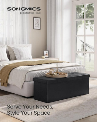 Songmics 110 Cm Ottoman Storage BoxFoldable Storage BenchChest With LidFootstoolPadded SeatSynthetic Leather from B&Q