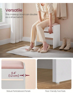 LEDREM Dressing Table StoolUpholstered Makeup StoolVelvet Vanity StoolFootrest With Anti-Slip PadsFor Dressing Room from B&Q