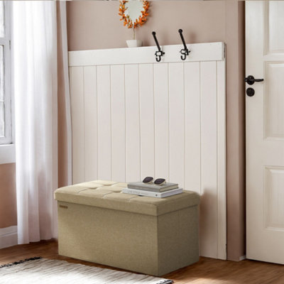 LEDREM Storage Ottoman Bench38 X 76 X 38 CmEnd Of Bed BenchStorage ChestFor Living RoomBedroomEntrywayLight Beige from B&Q