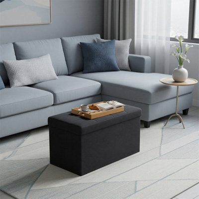 LEDREM Storage OttomanFoldable Small Ottoman Foot Rest38 X 76 X 38 Cm Foot StoolCube Ottoman With StorageLoad Up To 300 Kg from B&Q