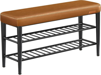 Songmics Vasagle Ekho CollectionShoe BenchStorage Bench,synthetic Leather With Stitching,loads 135 Kg,30 X 100 X 50 Cm,caramel Brown from B&Q