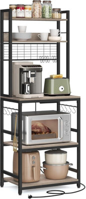 LEDREM Kitchen Storage Rack  Baker's RackWith Metal Wire Panel14 Hooks,steel Frame40 X 60 X 170 CmGreige And Ink Black from B&Q