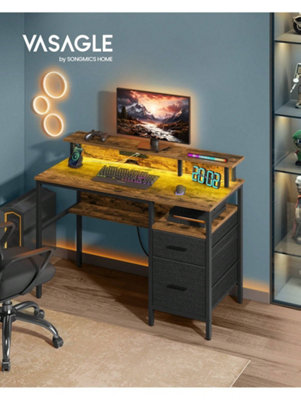 Songmics Gaming Desk With Led Lights And Built-In Power OutletsComputer Desk With Monitor ShelfCorner Desk2 Drawers2 Usb Ports from B&Q