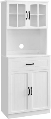 Songmics White Vasagle Tall Kitchen Pantry Cupboard,Freestanding Kitchen Storage Cabinet,Storage Unit,With Glass Doors And Adjustable Shelves Small