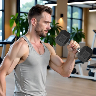 LEDREM Dumbbell SetPair Of Hexagonal DumbbellsTotal 20 KgWorkoutFitness TrainingWeightlifting At HomeGym from B&Q