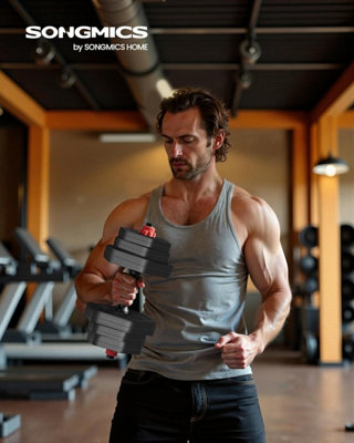 LEDREM Dumbbell Sets10 Kg20 Kg30 Kg Weights Each With Connecting BarHexagonAdjustable Weight Plates from B&Q