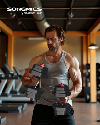 LEDREM Dumbbell Sets10 Kg20 Kg30 Kg Weights Each With Connecting BarHexagonAdjustable Weight Plates from B&Q
