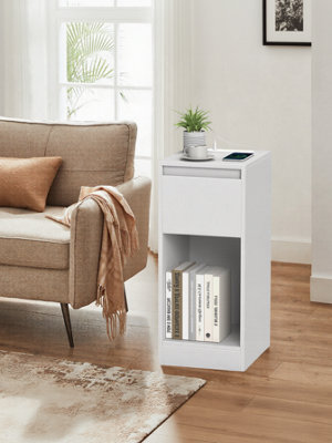 Ledrem Nightstands With Power OutletsSet Of 2 Bedside Tables With Led LightSpace SavingFor BedroomLiving RoomWhite from B&Q