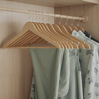 LEDREM Wooden HangersPack Of 30Coat HangersPants Bar360 Swivel HooksSolid Birch WoodFor JacketsShirtsCoatsBeige from B&Q