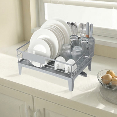 B&Q -  Dish Drying RackDish Drainer For Kitchen Counter360 Degree  Rotatable And Extendable Spout