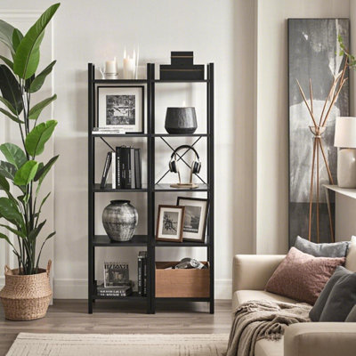 LEDREM BookcaseBookcase 5-Tier Storage Rack With Standing Display With Steel Frame from B&Q