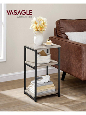 LEDREM Sofa Side Table3-Tier End TableBedside Table With Steel FrameFor Living RoomBedroomHome OfficeIndustrial Style from B&Q