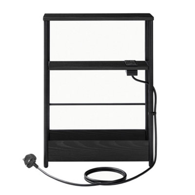 Ledrem Side Table With Charging Station3-Tier Narrow End TableMagazine RackFor Living RoomBedroomStudyBlack from B&Q