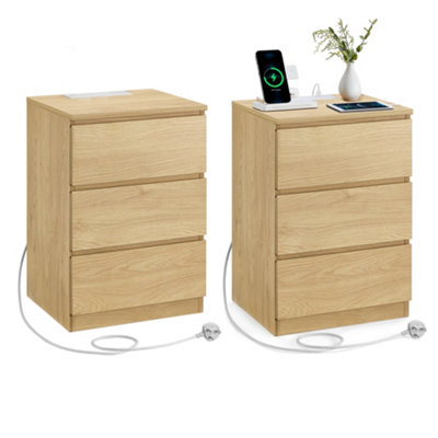 Songmics Kailyn CollectionBedside Tables With Power StripSet Of 2 Side End Tables With Drawers2 Ac Outlets2 Usb Ports from B&Q
