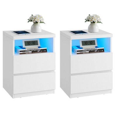 Songmics Kailyn CollectionSet Of 2 Nightstands With Adjustable Led LightBedside Table With DrawersSide Tables from B&Q