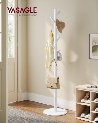 LEDREM Coat RackSolid Wood Coat StandFree Standing Hall Coat Tree With 8 Hooks For CoatsHatsBagsPursesFor Entryway from B&Q