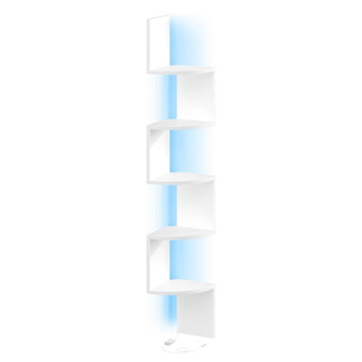 LEDREM Wall Mounted Corner Shelf With Rgb Led Lights5-Tier Floating Corner BookshelfPlant ShelfFor Bedroom from B&Q