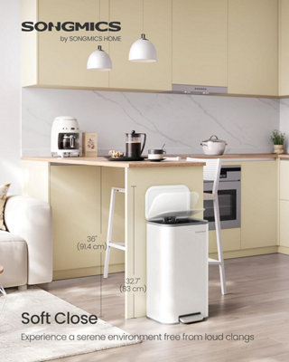 Songmics Kitchen Bin50 L Pedal BinSteel Trash BinSoft-Close LidStays OpenInner Bucket from B&Q