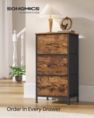 Songmics Chest Of Drawers3 Fabric Drawers Storage UnitSteelMdfNon-Woven FabricFor BedroomClosetHallway from B&Q