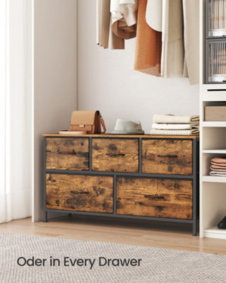 LEDREM Chest Of Drawers5 Storage Drawers BedroomStorage UnitSteelMdfNon-Woven FabricFor BedroomClosetHallway from B&Q