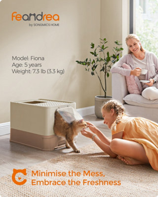 LEDREM Hidden Cat Litter BoxCat Litter Tray With HoodSlide-Out TrayScoopBrushSpacious For Large Cats from B&Q