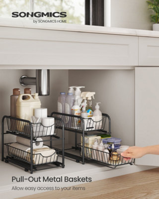 LEDREM Set Of 2 Cupboard Organiser2-Tier Under Sink Storage Organiser With Sliding Basket Drawers, from B&Q