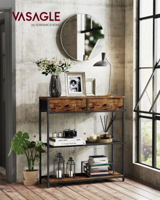 LEDREM Narrow Console Table With 2 Fabric Drawers3-Tier Entryway Sofa Table24 X 76 X 80 CmFor HallwayLiving Room from B&Q