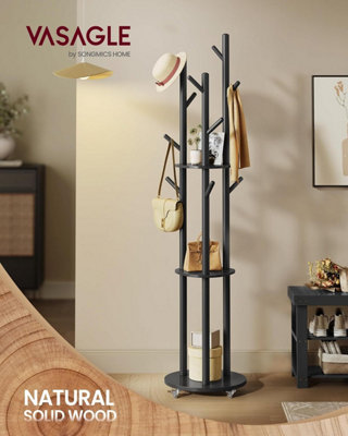 LEDREM Freestanding Coat Rack StandCoat Tree With 11 Hooks3 Shelves4 Removable WheelsFor HallwayBedroomLiving Room from B&Q