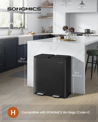 Songmics Kitchen Bin2 X 8 Gallon (2 X 30 L) Double Rubbish Bin For Waste And RecyclingWith Soft-Close Lids from B&Q