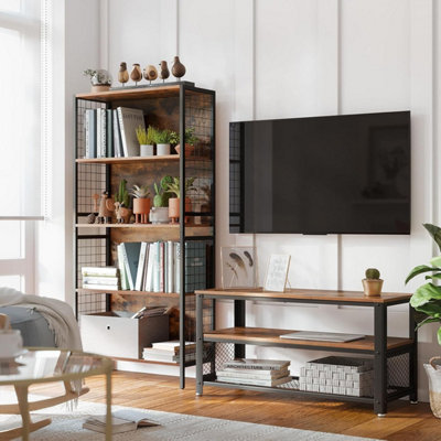 LEDREM Book Shelf6-Tier BookcaseShelving Unit With 4 Hooks30 X 60 X 175.6 CmFor OfficeStudyLiving Room from B&Q
